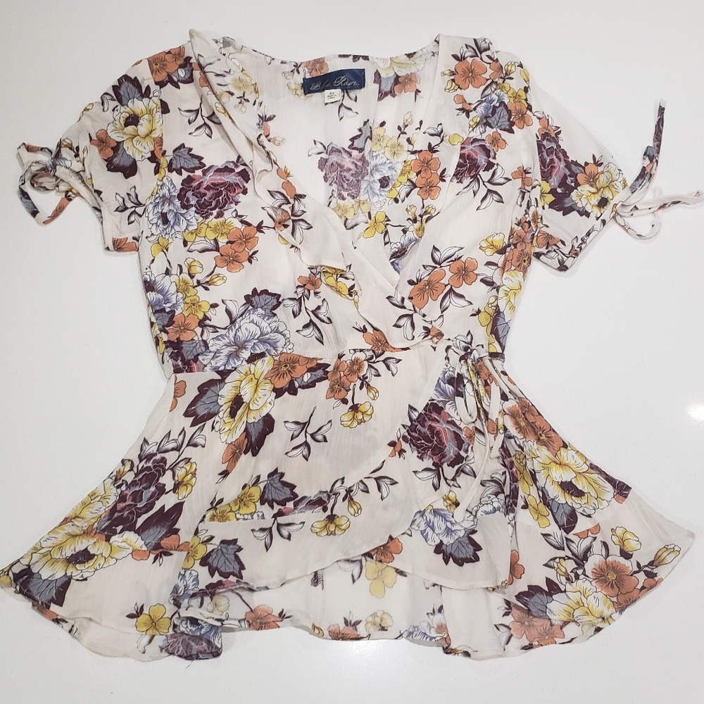 Blue rain wrap blouse